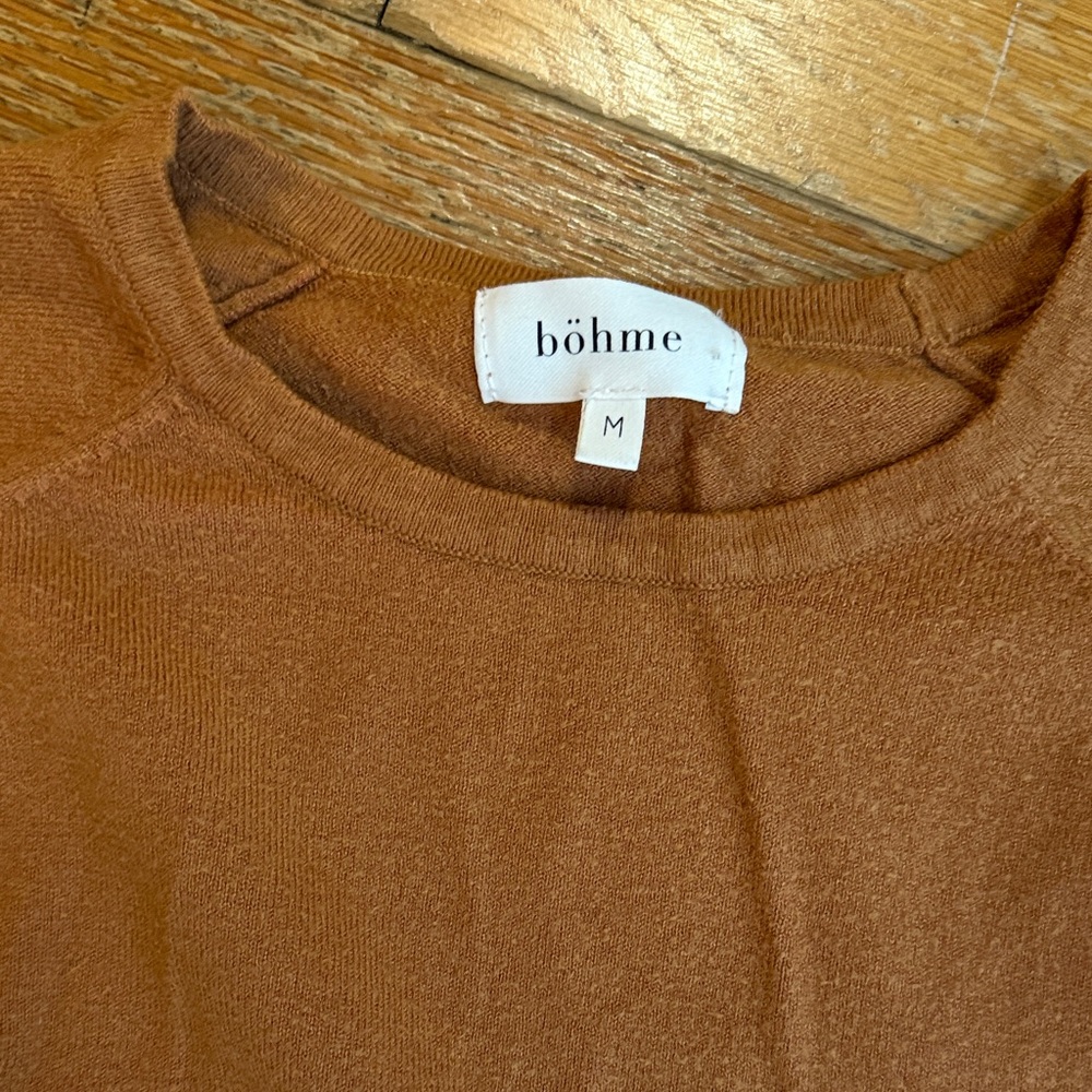 Bohme Brown and White Striped Crew Neck Sweater - Picture 2 of 3